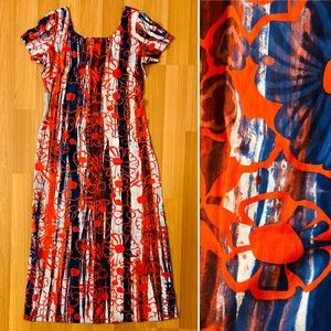 Handmade vintage 60s hippie tie die graphic maxi dress